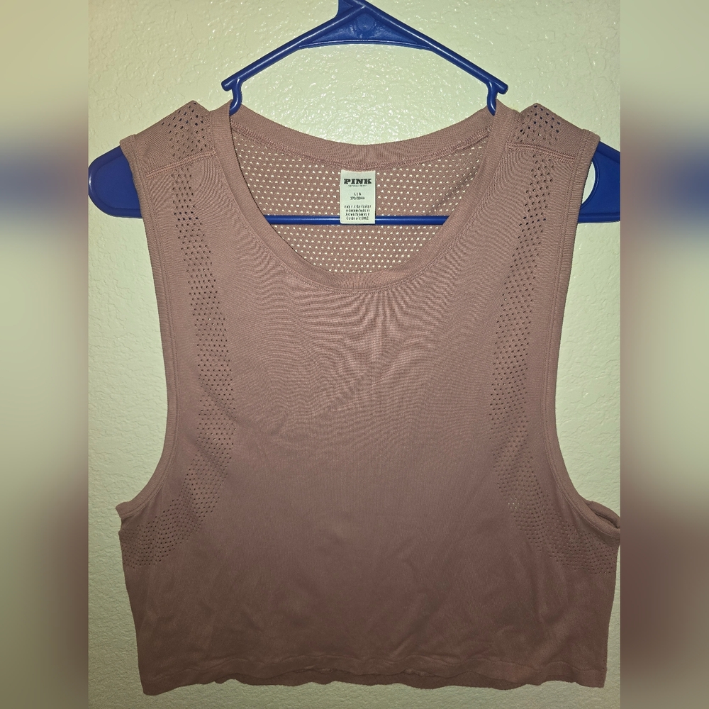 PINK Victoria's Secret Mauve Mesh Crop Top